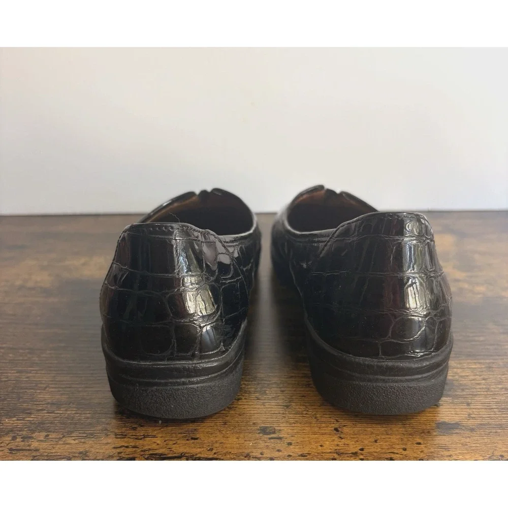 Gabor Ballet‎ Loafers Womens Sz 9 Black Patent Leather Reptile Print